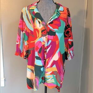 GAP Multicolor Button Down Blouse Size XL